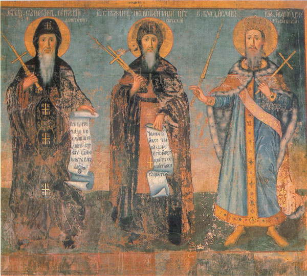 Saints Stefan the First-Crowned and Vladislav of Serbia (Krušedol fresco)